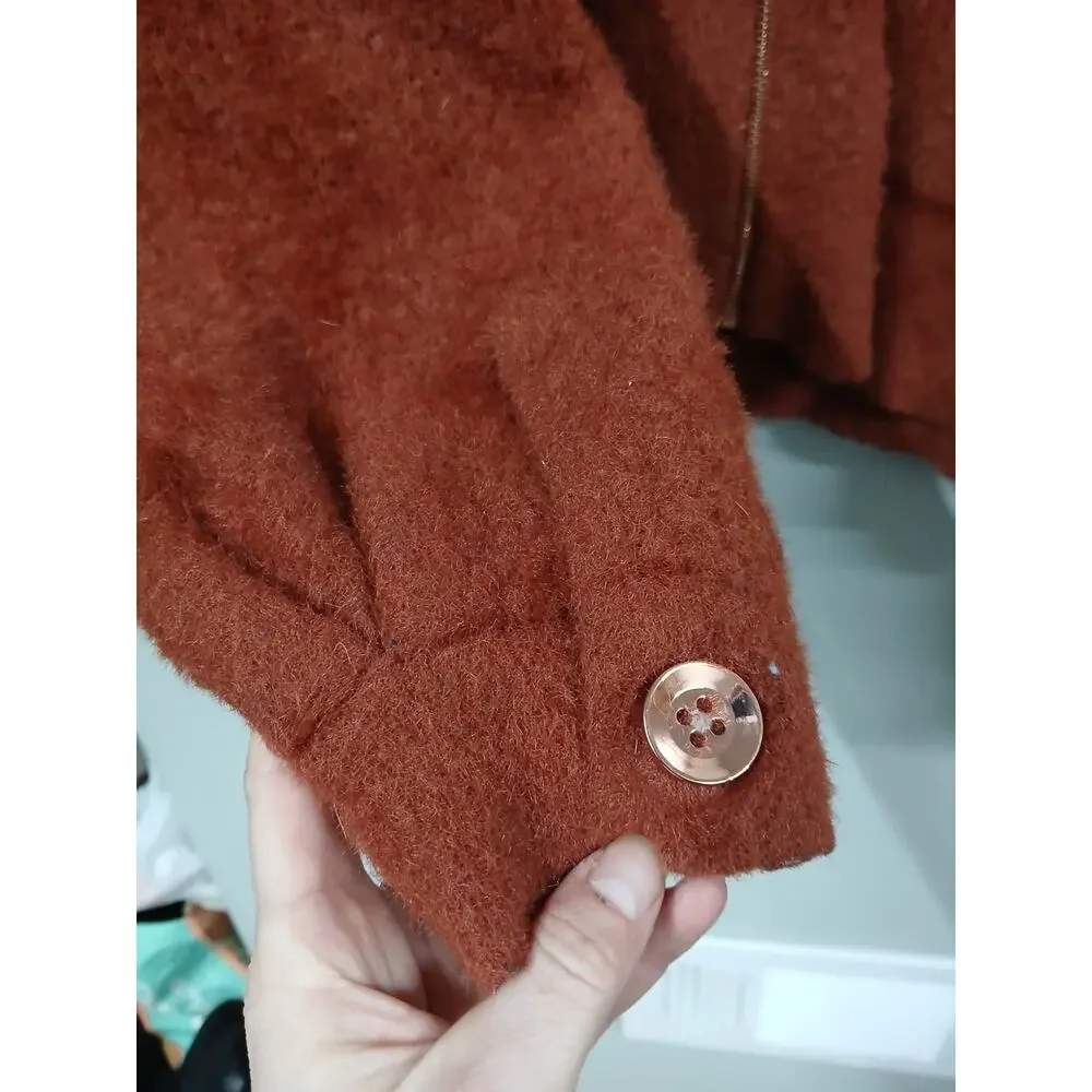 Anthropologie Kalista Eyelash Rust Faux Fur Full Zip Jacket medium - Picture 6 of 7